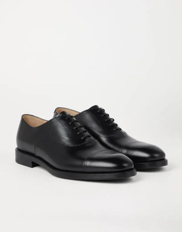 Stringate-Brunello Cucinelli Oxford in vitello Smart con puntale Nero (C101)