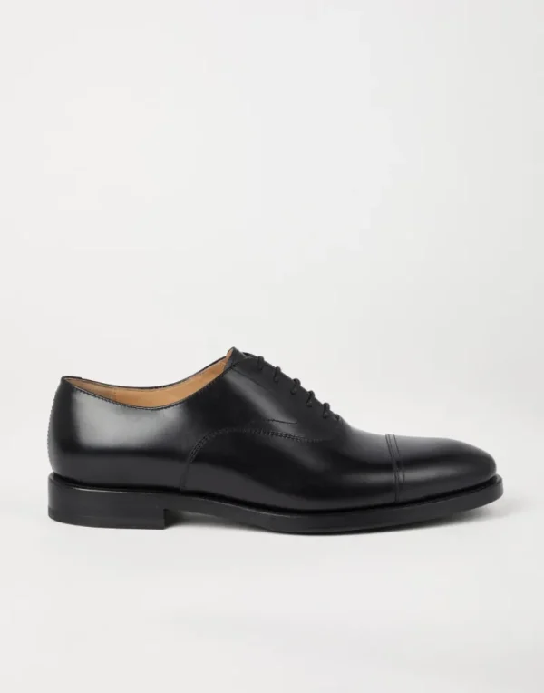 Stringate-Brunello Cucinelli Oxford in vitello Smart con puntale Nero (C101)