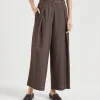 Pantaloni-Brunello Cucinelli Pantalone A-line Pleated in twill effetto denim con Shiny Loop Cioccolato (C003)