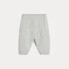 Newborn (0-24 Mesi)-Brunello Cucinelli Pantalone Baby Bernie in maglia di cashmere a treccia Nebbia (C2719)