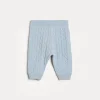 Newborn (0-24 Mesi)-Brunello Cucinelli Pantalone Baby Bernie in maglia di cashmere a treccia Ice (C9499)