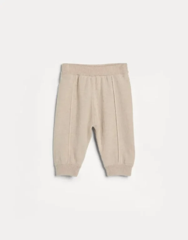 Newborn (0-24 Mesi)-Brunello Cucinelli Pantalone Baby Bernie in maglia di cashmere Avena (C058)