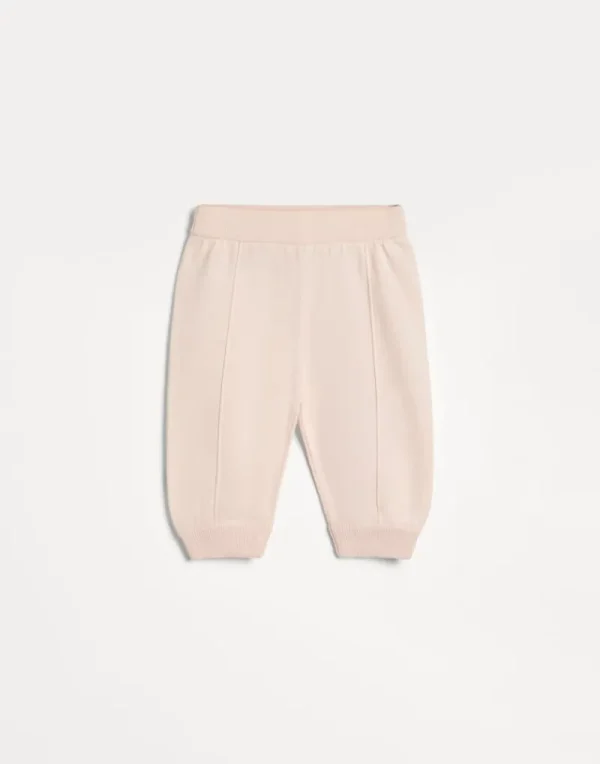 Newborn (0-24 Mesi)-Brunello Cucinelli Pantalone Baby Bernie in maglia jacquard di cotone Rosa (C2344)