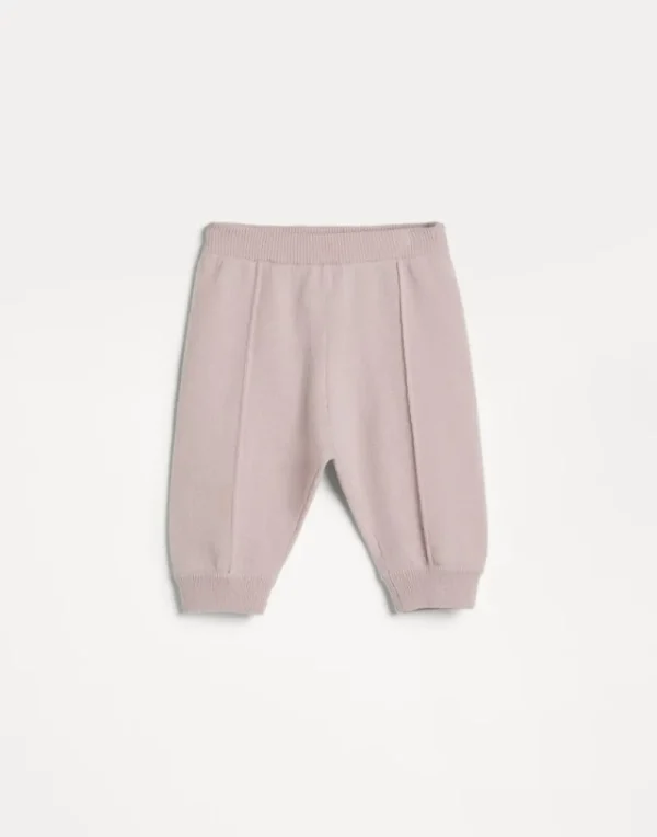 Newborn (0-24 Mesi)-Brunello Cucinelli Pantalone Baby Bernie in maglia di cashmere Rosa (C9433)