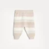 Newborn (0-24 Mesi)-Brunello Cucinelli Pantalone Baby Bernie in maglia di cashmere a righe Beige (CDQ18)