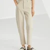 Pantaloni-Brunello Cucinelli Pantalone Baggy Tapered in denim comfort tinto Naturale (C7192)