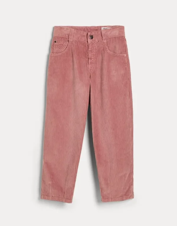 Pantaloni & Gonne-Brunello Cucinelli Pantalone Barrel in velluto a coste Shadow di cotone comfort con monile Rosa (C8938)