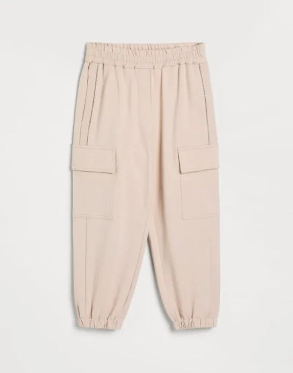 Travelwear-Brunello Cucinelli Pantalone Cargo in felpa leggera di cotone comfort Rosa (C9600)