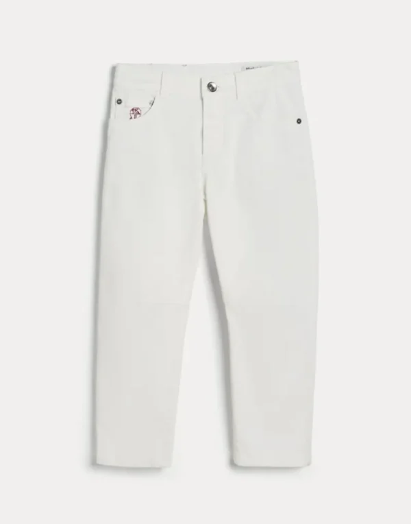 Pantaloni-Brunello Cucinelli Pantalone cinque tasche in denim leggero tinto comfort Neve (C7210)