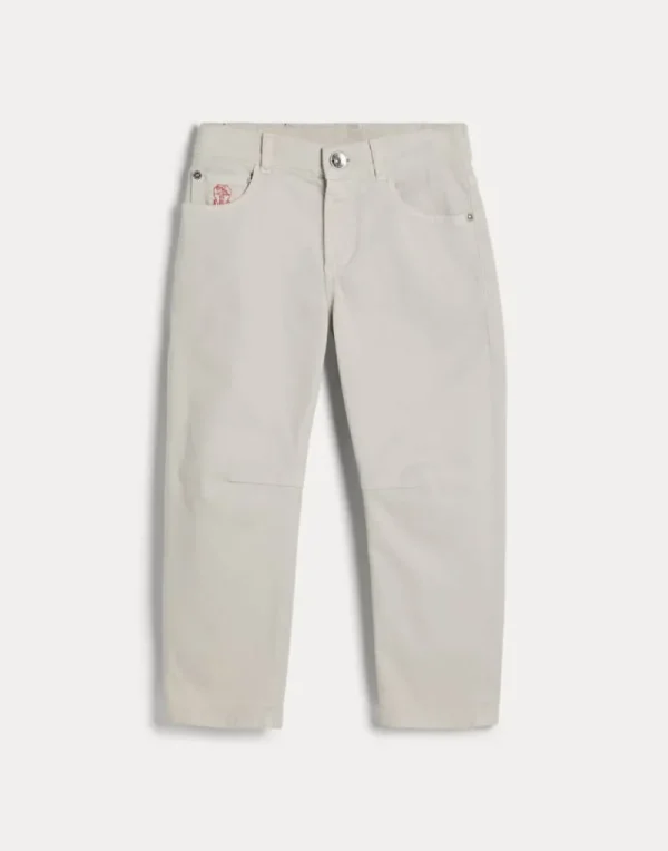 Pantaloni-Brunello Cucinelli Pantalone cinque tasche in denim leggero tinto comfort Grigio Chiaro (C7425)