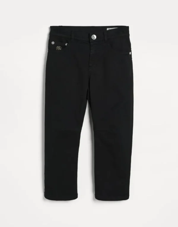 Pantaloni-Brunello Cucinelli Pantalone cinque tasche in denim leggero tinto comfort Nero (C7351)