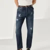 Denim-Brunello Cucinelli Pantalone cinque tasche leisure fit in denim leggero con rotture Denim Scuro (C1468)