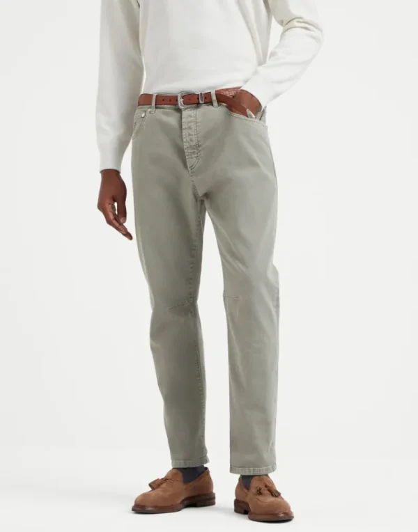 Denim-Brunello Cucinelli Pantalone cinque tasche leisure fit in denim comfort tinto capo Militare (C7417)