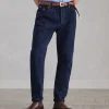 Denim-Brunello Cucinelli Pantalone cinque tasche leisure fit in denim fiammato tinto capo con rotture Blu Navy (C7193)