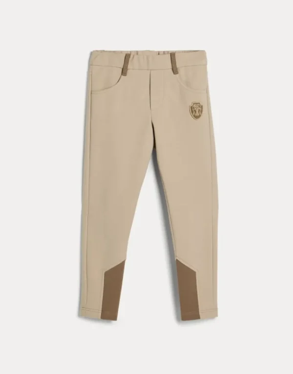 Travelwear | Pantaloni & Gonne-Brunello Cucinelli Pantalone Equestrian in interlock Couture di cotone stretch con logo Beige Freddo (C8539)