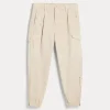 Pantaloni-Brunello Cucinelli Pantalone Ergonomic Fit in gabardina di cotone American Pima comfort tinto capo Crema (C6233)