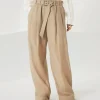 Pantaloni-Brunello Cucinelli Pantalone Explorer Track in organza di cotone con monile Beige (C8690)