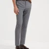 Pantaloni-Brunello Cucinelli Pantalone formal fit in tela leggera di lana vergine e seta 150's Grigio (CAJ77)