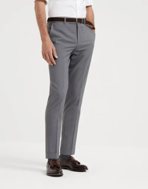 Pantaloni-Brunello Cucinelli Pantalone formal fit in tela leggera di lana vergine e seta 150's Grigio (CAJ77)