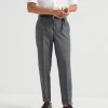 Pantaloni-Brunello Cucinelli Pantalone formal fit in tela overcheck di lana vergine 120s Grigio (C001)