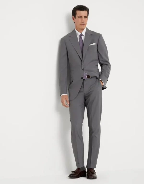 Pantaloni-Brunello Cucinelli Pantalone formal fit in tela leggera di lana vergine e seta 150's Grigio (CAJ77)