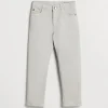 Pantaloni-Brunello Cucinelli Pantalone in denim leggero tinto comfort con cuciture in contrasto Grigio Chiaro (C7008)