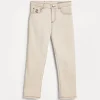 Pantaloni-Brunello Cucinelli Pantalone in denim leggero tinto comfort con cuciture in contrasto Crema (C6233)