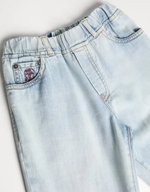 Pantaloni-Brunello Cucinelli Pantalone in denim leggero Old Denim Chiarissimo (C1460)