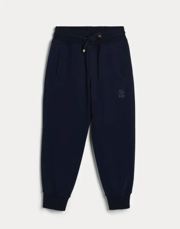 Travelwear-Brunello Cucinelli Pantalone in felpa di cotone techno con stampa Blu Navy (C6134)