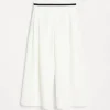 Travelwear-Brunello Cucinelli Pantalone in felpa Smooth di cotone con fascia vita rigata in maglia Off-White (C7220)