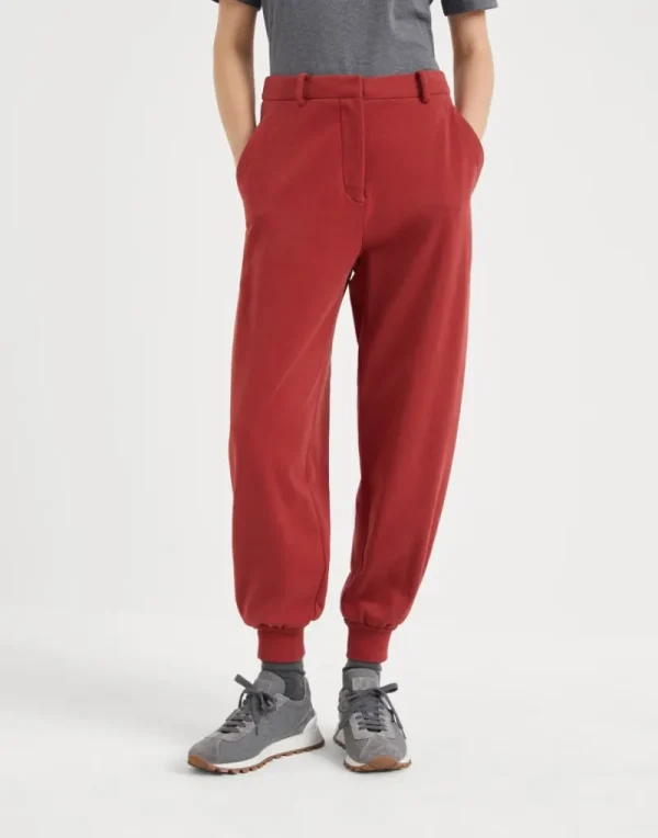 Travelwear-Brunello Cucinelli Pantalone in felpa Smooth di cotone Rosso (C021)