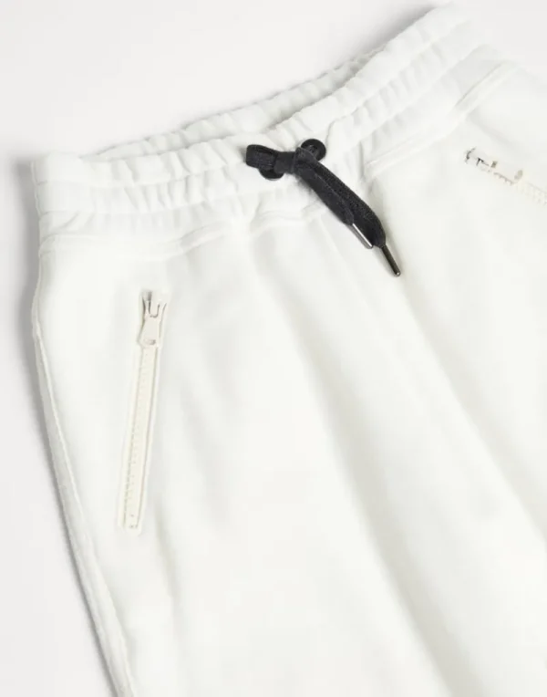 Travelwear-Brunello Cucinelli Pantalone in felpa Smooth di cotone Off-White (C7220)