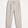 Pantaloni-Brunello Cucinelli Pantalone in gabardina di cotone American Pima comfort tinto capo con coulisse e doppia pince Marrone Chiaro (C6008)