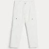 Pantaloni-Brunello Cucinelli Pantalone in gabardina di cotone ritorto tinto capo con tasche cargo Neve (C2200)