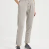 Travelwear-Brunello Cucinelli Pantalone in interlock di cotone e seta comfort con Precious Stripe Grigio Chiaro (C9593)