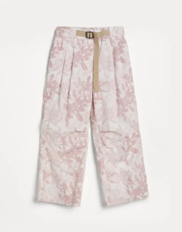 Pantaloni & Gonne-Brunello Cucinelli Pantalone in popeline Flower Print di cotone Rosa (C6002)