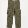 Pantaloni-Brunello Cucinelli Pantalone in velluto a costine di cotone tinto capo con tasche cargo Militare (C6315)