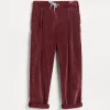 Pantaloni-Brunello Cucinelli Pantalone in velluto a coste di cotone tinto capo con coulisse e doppia pince Rosso (C6324)