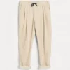 Pantaloni-Brunello Cucinelli Pantalone in velluto a coste di cotone tinto capo con coulisse e doppia pince Beige (C6233)