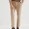 Pantaloni-Brunello Cucinelli Pantalone italian fit in gabardina di cotone American Pima comfort tinto capo Beige (C6301)