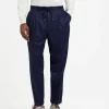 Pantaloni-Brunello Cucinelli Pantalone leisure fit in flanella di lana vergine con coulisse e doppia pince Marine (C396)