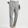 Pantaloni-Brunello Cucinelli Pantalone leisure fit in tela di lana vergine con doppia pince Perla (C001)