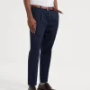 Pantaloni-Brunello Cucinelli Pantalone leisure fit in gabardina di cotone American Pima comfort tinto capo con pince Blu Navy (C2517)