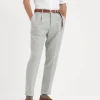 Pantaloni-Brunello Cucinelli Pantalone leisure fit in flanella Principe di Galles di lana e cashmere comfort con pince Grigio Perla (C521)