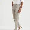 Pantaloni-Brunello Cucinelli Pantalone leisure fit in tela di lana vergine con doppia pince Yuta (C024)