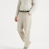 Pantaloni-Brunello Cucinelli Pantalone leisure fit in gabardina di cotone ritorto tinto capo Beige (C6233)