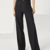 Denim-Brunello Cucinelli Pantalone Loose Flared in denim no fade con monile Denim Scuro (C001)