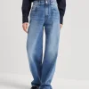 Denim-Brunello Cucinelli Pantalone Loose in denim Authentic con Shiny Tab Denim Medio (C8990)