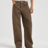 Pantaloni-Brunello Cucinelli Pantalone Loose Straight in denim Sparkling tinto Marrone (C8909)