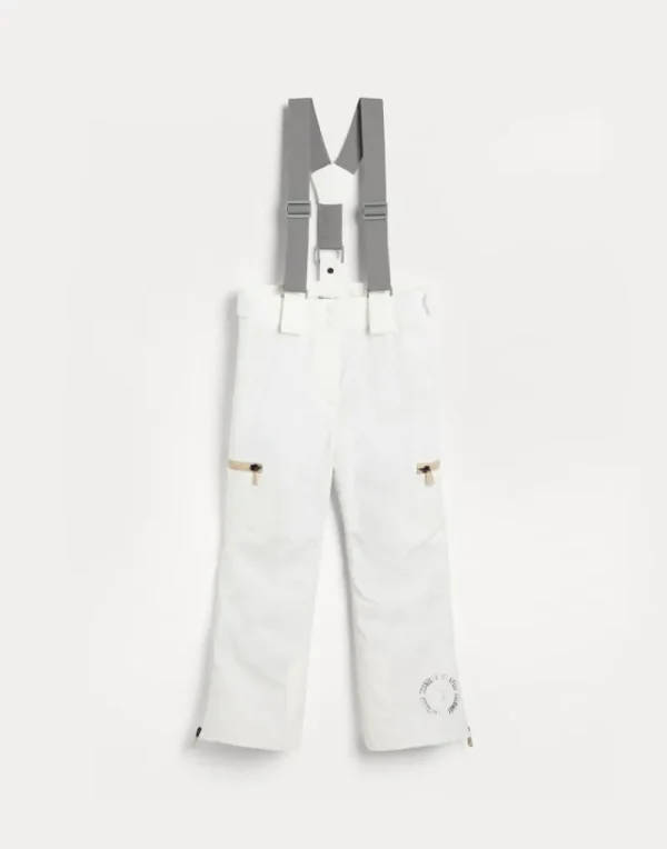 Pantaloni & Gonne-Brunello Cucinelli Pantalone Mountain in nylon membranato con imbottitura in Thermore® e monile Bianco (C1085)